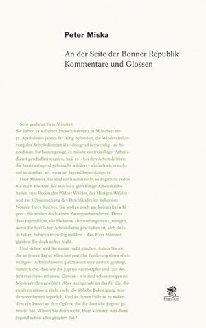 Bild des Verkufers fr An der Seite der Bonner Republik: Kommentare und Glossen zum Verkauf von Versandantiquariat Felix Mcke