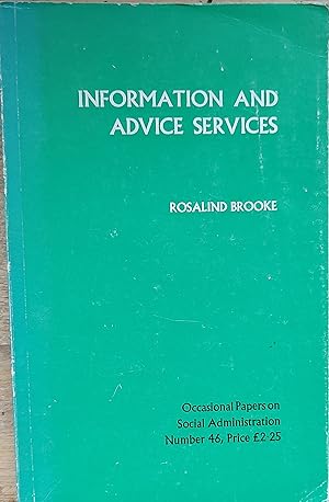 Imagen del vendedor de Information and Advice Services (LSE Social Administration Occasional Papers) a la venta por Shore Books