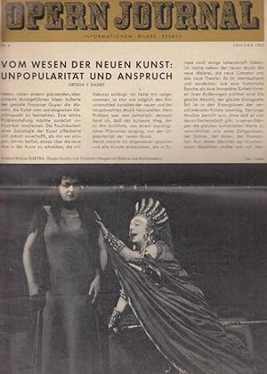 Bild des Verkufers fr Opernjournal / Das Opern Journal - Nr. 4. Erste Saison, Januar 1962 - Informationen, Bilder , Essays. zum Verkauf von Antiquariat Carl Wegner