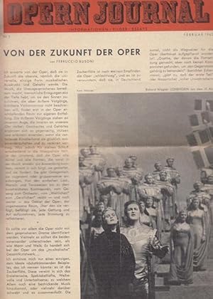Bild des Verkufers fr Opernjournal / Das Opern Journal - Nr. 5. Erste Saison, Februar 1962 - Informationen, Bilder , Essays. zum Verkauf von Antiquariat Carl Wegner
