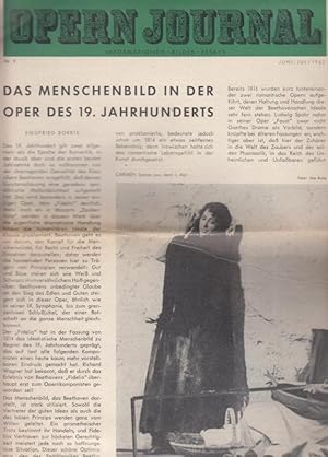 Bild des Verkufers fr Opernjournal / Das Opern Journal - Nr. 9. Erste Saison, Juni/Juli 1962 - Informationen, Bilder , Essays. zum Verkauf von Antiquariat Carl Wegner