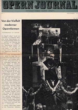Bild des Verkufers fr Opernjournal / Das Opern Journal - Nr. 3. Zweite Spielzeit November 1962 - Informationen, Bilder , Essays. zum Verkauf von Antiquariat Carl Wegner