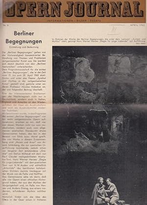 Bild des Verkufers fr Opernjournal / Das Opern Journal - Nr. 8. Zweite Spielzeit April 1963 - Informationen, Bilder , Essays. zum Verkauf von Antiquariat Carl Wegner