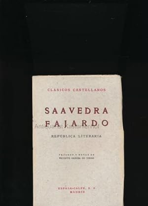 Bild des Verkufers fr Republica literaria,Edicion y notas de Vicente Garcia de Diego" zum Verkauf von Antiquariat Kastanienhof