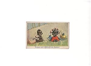 Original Vintage Postcard - WOMEN and CHILDREN FIRST, RASTUS! (1920s Black 'humour')