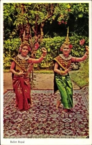 Bild des Verkufers fr Ansichtskarte / Postkarte Kambodscha, Ballet Royal, zwei Tnzerinnen in Landestrachten zum Verkauf von akpool GmbH