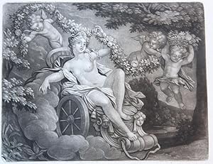 [Antique print, mezzotint] Venus with putti, published ca. 1700 [?].