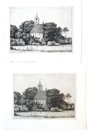 [Modern print, etching and drypoint] View on a small church (gezicht op kleine kerk), published 1...