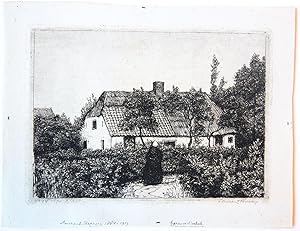 [Modern prints, etching] Woman seen from behind in a garden. (two impressions) (vrouw op de rug g...