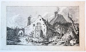 Bild des Verkufers fr Antique print I Farmhouse with figures, published ca. 1770, 1 p. zum Verkauf von Antiquariaat Arine van der Steur / ILAB
