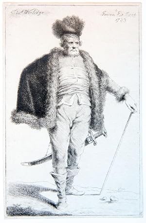 Standing man in tulban and furred hat (Staande man in tulban en muts van bont).