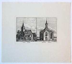 [Antique print, etching] Two churches, published ca. 1854, 1 p.