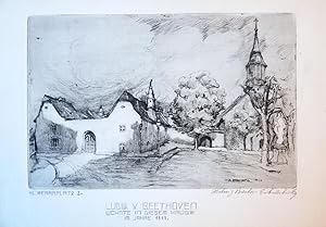 [Modern print, drypoint] H. Brecher-Eibuschitz, The house where Ludwig van Beethoven lived in 181...