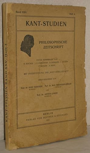 Bild des Verkufers fr Kant-Studien. Philosophische Zeitschrift. Band XXV. Heft 4. zum Verkauf von Antiquariat Reinsch