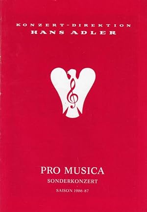 Seller image for Pro Musica. Sonderkonzert. Saison 1986 / 1987. Albinoni, Tomaso - Bach, J. S. - Hertel, J.W. - Hndel, G.F. - Krebs, J.L. for sale by Antiquariat Carl Wegner