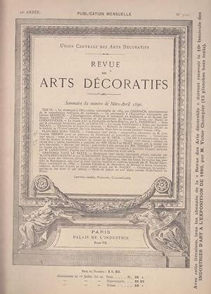 Imagen del vendedor de Revue des Arts Decoratifs - 10e Anne, Nos. 9 - 10 - Mars - Avril 1890 . a la venta por Antiquariat Carl Wegner
