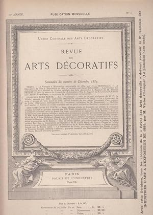 Imagen del vendedor de Revue des Arts Decoratifs - 10e Anne, No. 6 - Dcembre 1889 . a la venta por Antiquariat Carl Wegner
