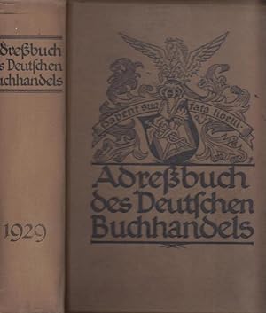 Bild des Verkufers fr Adrebuch ( Adressbuch ) des Deutschen Buchhandels 1929. (Gegrndet von O.A.Schulz). Einundneunzigster (91.) Jahrgang. Bearbeitet von der Adrebcher-Redaktion des Brsenvereins der Deutschen Buchhndler zu Leipzig. zum Verkauf von Antiquariat Carl Wegner