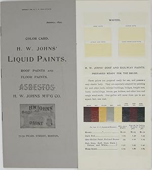 H.W. Johns' Liquid Paints, Roof Paints and Floor Paints, Asbestos (Color Card, January 1899)