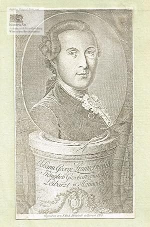 Johann George Zimmermann, Königlich Grossbrittannischer Leibarzt in Hannover. Brustbild mit Halsb...