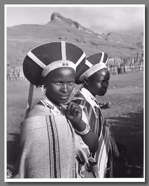 [Original Gelatin Silver Print Portrait Photograph of Two Zulu Tribeswomen]