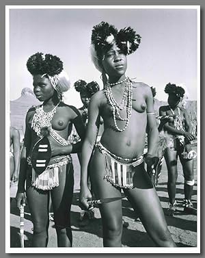 [Original Gelatin Silver Print Portrait Photograph of Two Zulu Tribeswomen in Ceremonial Dress]