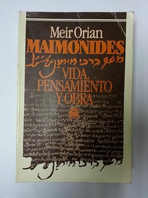 Immagine del venditore per Maimonides. Vida, pensamiento y obra venduto da Libros Ambig