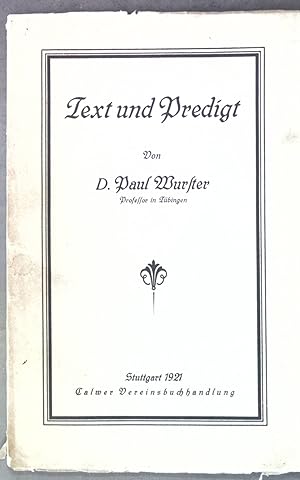 Bild des Verkufers fr Text und Predigt; Handreichung fr das geistliche Amt, 1. Heft; zum Verkauf von books4less (Versandantiquariat Petra Gros GmbH & Co. KG)