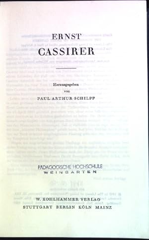 Bild des Verkufers fr Ernst Cassirer. Philosophen des 20. Jahrhunderts. zum Verkauf von books4less (Versandantiquariat Petra Gros GmbH & Co. KG)