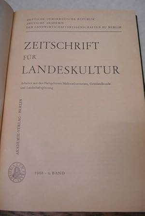 Bild des Verkufers fr Untersuchungen zur Beregung trockener Sdhangweiden, in: ZEITSCHRIFT FR LANDESKULTUR. Bd. 9 (1968). (= Arbeiten aus den Fachgebieten Meliorationswesen, Grnlandkunde und Landschaftsplanung) zum Verkauf von Antiquariat Bookfarm