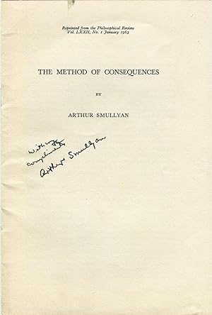 Seller image for The Method of Consequences', presentation offprint, pp. 48 - 56 in The Philosophical Review, Volume LXXII no. 1, January 1963. for sale by Rudi Thoemmes Rare Books