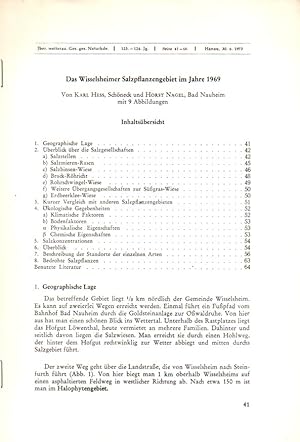 Bild des Verkufers fr Das Wisselsheimer Salzpflanzengebiet im Jahre 1969 zum Verkauf von Clivia Mueller
