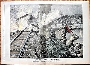 Antique Print: Un Attentat Criminel. Explosion d'une Bombe au Pont d'Argenteuil