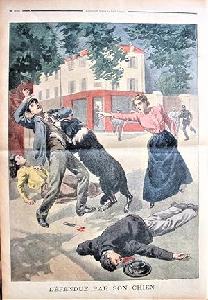 Imagen del vendedor de Antique Print: Defendue Par Son Chien a la venta por Ken Jackson