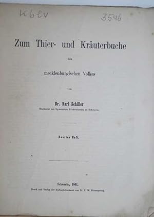 Zum Thier- und Kräuterbuche des mecklenburgischen Volkes. 1.-2. Heft.