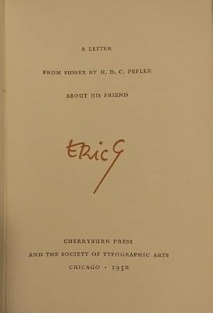 Seller image for A Letter From Sussex by H.D.C. Pepler About His Friend Eric G for sale by Resource for Art and Music Books 