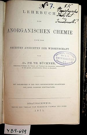 Lehrbuch der anorganischen Chemie nach den neuesten Ansichten der Wissenschaft.