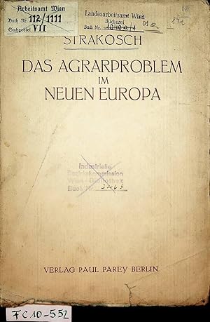 Bild des Verkufers fr Das Agrarproblem im neuen Europa zum Verkauf von ANTIQUARIAT.WIEN Fine Books & Prints