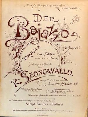 Der Bajazzo (Pagliacci). Drama in zwei Akten und einem Prolog. Deutsch von Ludwig Hartmann. Volls...