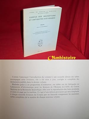 Corpus des Inscriptions et Antiquités Sud-Arabes ----- Tables (1986) du Corpus des inscriptions e...
