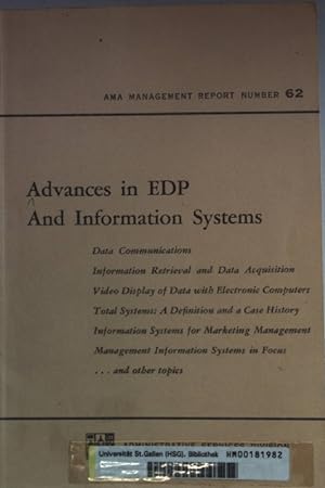 Bild des Verkufers fr Advances in EDP and Information Systems. AMA Management Report No. 62; zum Verkauf von books4less (Versandantiquariat Petra Gros GmbH & Co. KG)