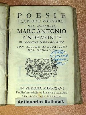 Poesie latine e volgari del Marchese Marc' Antonio Pindemonte in occasione d' uno sposalizio con ...