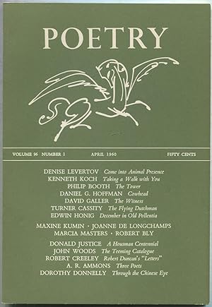 Bild des Verkufers fr Poetry: Volume XCVI, Number 1, April 1960 zum Verkauf von Between the Covers-Rare Books, Inc. ABAA