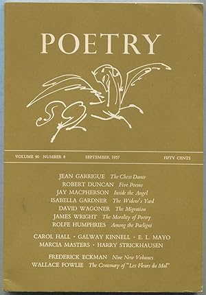 Bild des Verkufers fr Poetry: Volume XC, Number 6, September 1957 zum Verkauf von Between the Covers-Rare Books, Inc. ABAA