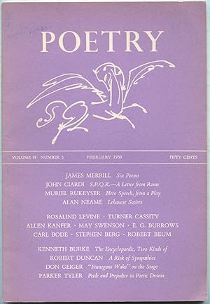 Bild des Verkufers fr Poetry: Volume XCI, Number 5, February 1958 zum Verkauf von Between the Covers-Rare Books, Inc. ABAA