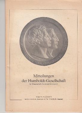 Bild des Verkufers fr Mitteilungen der Humboldt-Gesellschaft. zum Verkauf von Buchversand Joachim Neumann