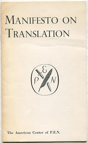 Imagen del vendedor de Manifesto on Translation a la venta por Between the Covers-Rare Books, Inc. ABAA