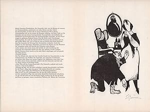 Seller image for Linolschnitt von Eduard Prssen zu Anton Tschechow "Die Simulanten". Original Graphik, signiert Kunstdruckpapier, Blattgre 28 x 39 cm for sale by ANTIQUARIAT Franke BRUDDENBOOKS