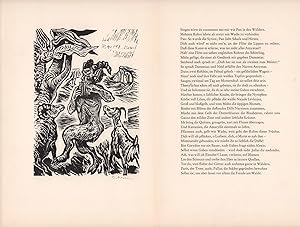 Seller image for Holzschnitt von Helmut Ackermann zu Vergils ,,Bucolica". Original Graphik, signiert Kunstdruckpapier, Blattgröße 29 x 40 cm for sale by ANTIQUARIAT Franke BRUDDENBOOKS