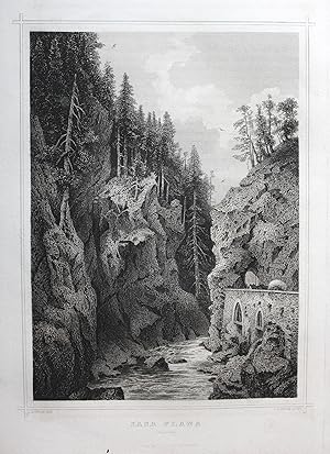 Bild des Verkufers fr Sasa Plana" - Graubnden Schweiz Svizzera Fluss Brcke Felsen gravure zum Verkauf von Antiquariat Steffen Vlkel GmbH